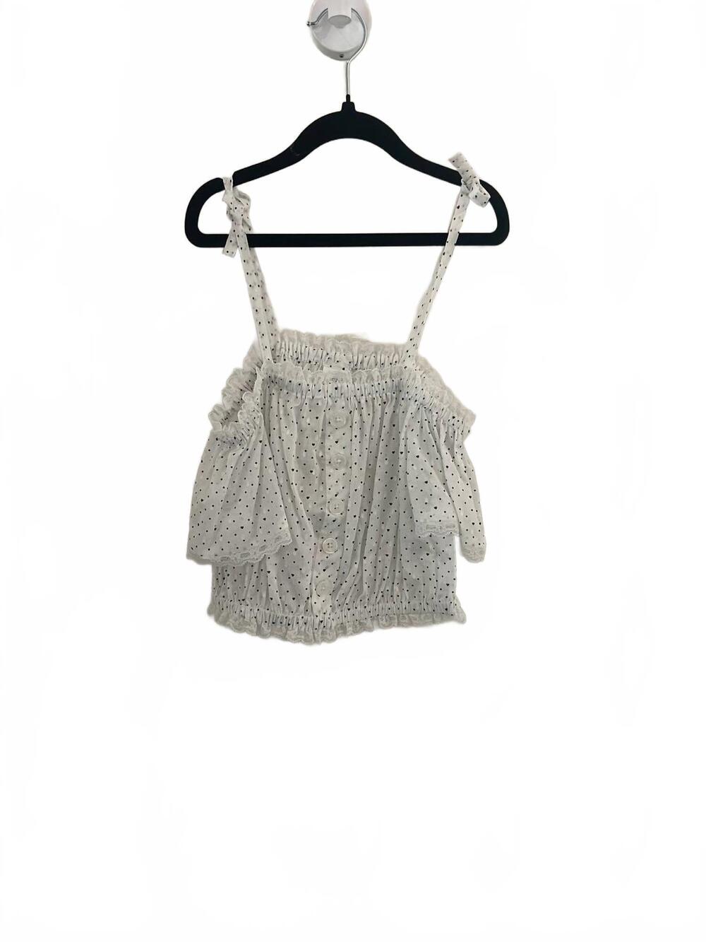 NEW THEME girl's shay petite heart polka dot top in white